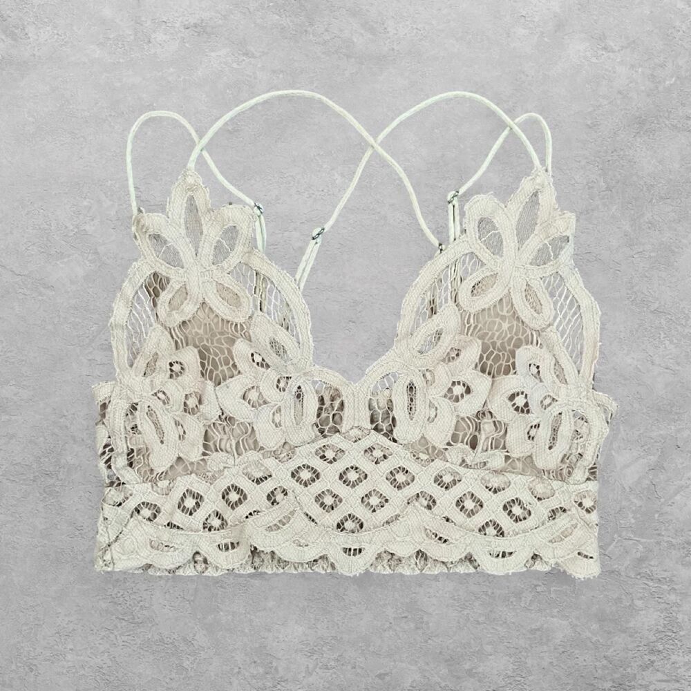 Free People FP One White Lace Bralette XS Boho Y2K Cottagecore Coquette
